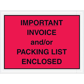 Box Partners 4 1/2 X 6" Red "Invoice/Packing List Enclosed" Envelopes Cs Of 1000