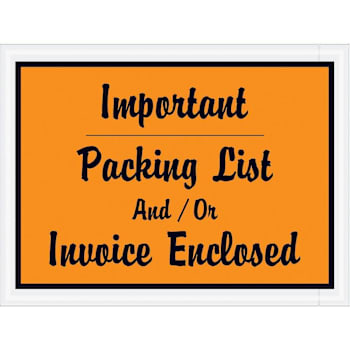 Box Partners 4 1/2 X 6" Orange Important Pck Lst/Inv Enclsd Envelopes Cs Of 1000