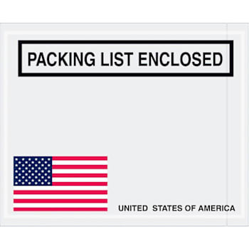 Box Partners 4 1/2 X 5 1/2" U.s.a. Flag "Pckng List Enclsd" Envelopes Cs Of 1000