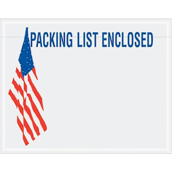 Box Partners 7 X 5 1/2" U.s.a. Flag "Packing List Enclosed" Envelopes Cs Of 1000