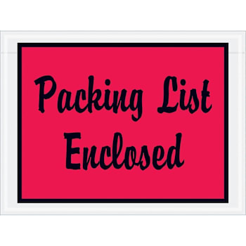 Box Partners 4 1/2 X 6" Red "Packing List Enclosed" Envelopes Cs Of 1000