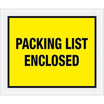 Box Partners 10 X 12" Yellow "Packing List Enclosed" Envelopes Cs Of 500