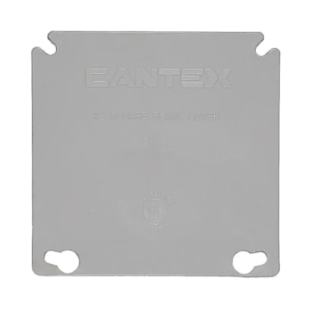 Cantex Ez Box 4" Square Electrical Box Blank Cover, 2-Gang, Gray