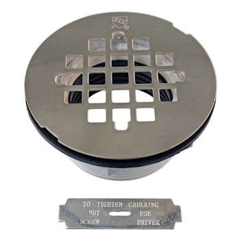 Westbrass 2" No-Caulk PVC Compression Shower Drain 4-1/4" Round Grid Cover Nickl