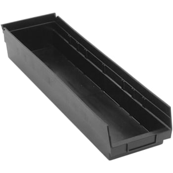 Quantum Storage Systems Economy Shelf Bin, 23-5/8x6-5/8x4", Black, Case Of 8