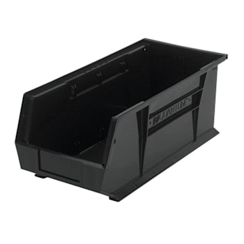 Quantum Storage Systems Bin, Stacking/Hanging, 8-1/4x18x7", Black, Case Of 6