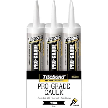 Titebond Pro-Grade Caulk, White, 10.1 Oz. Cartridge, Package Of 12