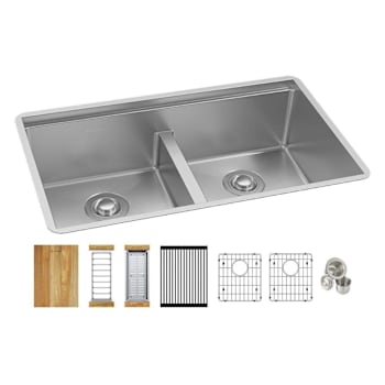 Image for Elkay 16 Gauge Stainless Steel 31-1/2"X18-1/2x9" Dbl Bowl Sink Kit W/Aqua Divide from HD Supply
