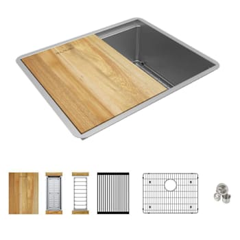 Elkay 18 Gauge Workstation 22-1/2"X18-1/2x8-3/4" Single Bowl Undermount Sink Kit