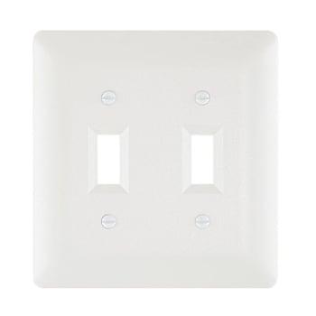 Titan3 2-Gang Toggle/Toggle Midway Plastic Wall Plate, Textured/Paintable, White