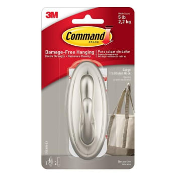 Image for 3m™ Command™ Large Brushed Nickel Traditional Damage-Free Hook from HD Supply