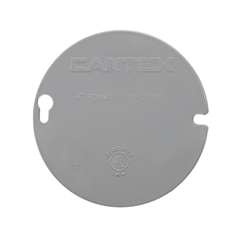 Cantex Ez Box 4" Round Electrical Box Blank Cover, Gray