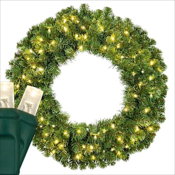 Image for Wintergreen Lighting 30" Sequoia Fir Prelit LED Wreath, 100 Warm White from HD Supply