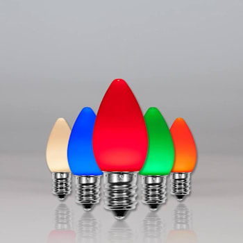 Wintergreen Lighting C7 Opticore LED Opaque Bulbs, E12, Dimmable, Multicolor