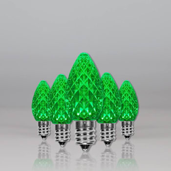 Wintergreen Lighting C7 Opticore LED Faceted Bulbs, E12, Dimmable, Green