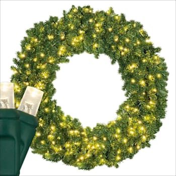 Wintergreen Lighting 48" Sequoia Fir Prelit LED Wreath, 200 Warm White