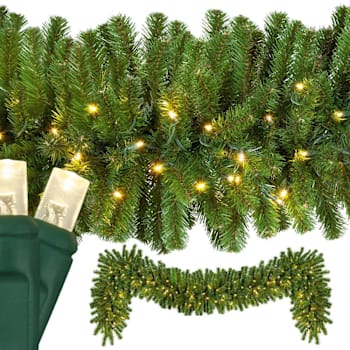 Red Sleigh 9' X 18" Sequoia Fir Prelit LED Garland, 100 Warm White