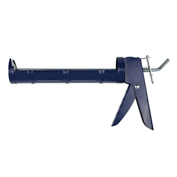 Irion Half-Pipe Caulk Gun With Rack, 4-1 Thrust Ratio, Blue, 10 Oz.