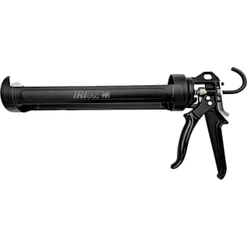 Irion Half-Pipe Caulk Gun, Ladder Hook, 18-1 Thrust Ratio, Black, 30 Oz.