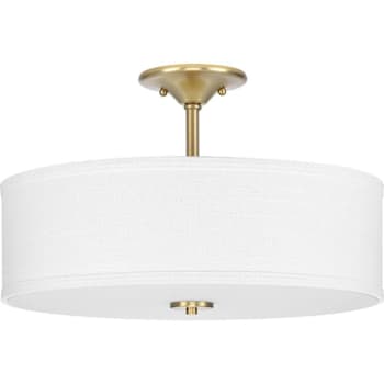 Progress Lighting Inspire 3-Light Indoor Semi-Flush Mount, 18", Satin Brass