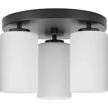 Image for Progress Lighting Cofield 3-Light Flush Mount, 12", Matte Black, Frosted from HD Supply