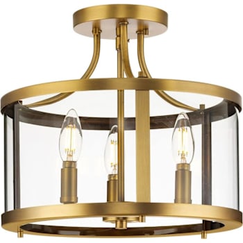 Progress Lighting Gilliam 3-Light Indoor Semi-Flush Mount, 16", Vintage Brass