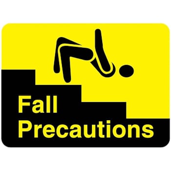 Rrd Fall Precautions Label 2-3/8"X1-3/4"