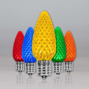 Wintergreen Lighting C9 Opticore LED Faceted Bulbs, E17, Dimmable, Multicolor