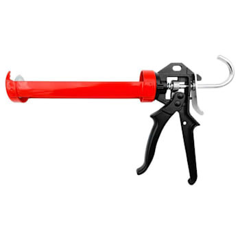 Irion Half-Pipe Caulk Gun, Ladder Hook, 12-1 Thrust Ratio, Red/Black, 10 Oz.