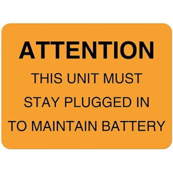 Rrd Battery & Lamp Maintenance Label 2-3/8" X 1-3/4"
