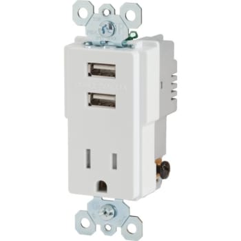 Image for Legrand® 20 Amp Single Standard Outlet w/ USB Charger (White) from HD Supply