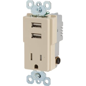 Image for Legrand® 20 Amp 125 Volt USB Charger and Single Outlet (Ivory) from HD Supply
