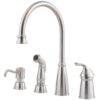 Image for Pfister Avalon 1-Handle Kitchen Faucet with Side Spray/ Soap Dispenser in Steel from HD Supply
