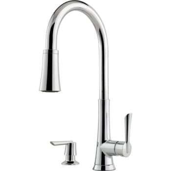 Image for Pfister Mystique 1-Handle Pull-Down Kitchen Faucet with Soap Dispenser in Chrome from HD Supply