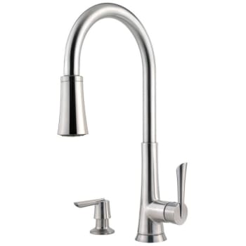 Image for Pfister Mystique 1-Handle Pull-Down Kitchen Faucet with Soap Dispenser in Steel from HD Supply