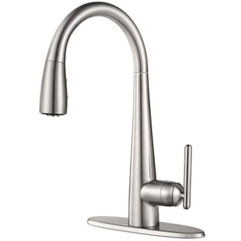 Pfister Lita 1-Handle Pull-Down Kitchen Faucet with Soap Dispenser in Steel