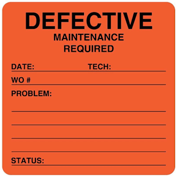 Rrd Equipment Repair And Maintenance Label 2-1/2" X 2-1/2"