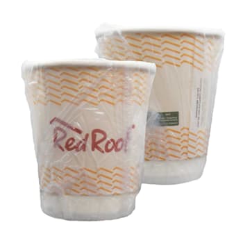Rdi Double Wall Aqueous Cup Red Roof Inn Wrapped 9oz Fsc Case Of 500