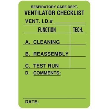Rrd Respiratory Care Dept. Ventilator Checkl