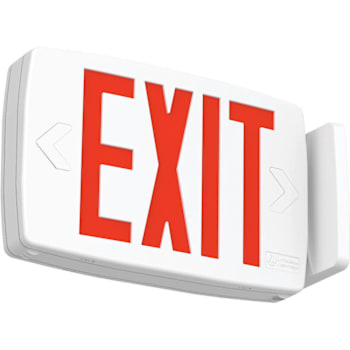Lithonia Lighting Quantum LED Exit Sign, White Housing, Selectable Red/Green