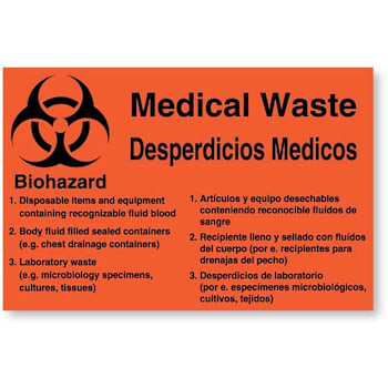 Rrd Biohazard Medical Waste Control Label 8"X5-1/4" Package Of 50