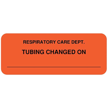 Rrd Respiratory Care Label 2-1/4"X7/8" Tubing Changed On