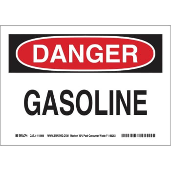 Image for Brady® 10 X 14" Eco-Friendly Plastic "danger Gasoline" Sign from HD Supply
