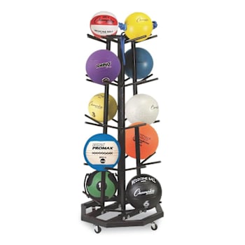 Image for Champion Sports Deluxe Five-Row Mobile Medicine Ball Rack, Metal, 198lb Cap from HD Supply