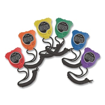 Champion Sports Water-Resistant Stopwatches, Accurate To 1/100 Second, Case Of 6