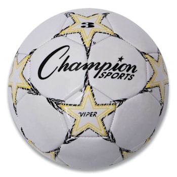 Champion Sports Viper Soccer Ball, No. 3 Size, 7.25" To 7.5" Diameter, White