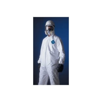 DuPont Tyvek Disposable Coverall, Large, White, 5.4 Mil, Front Zipper Closure