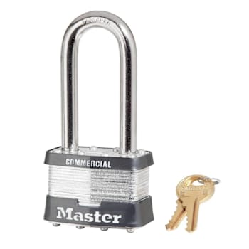 Master Lock 2" W Laminated Steel Pin Tumbler Padlock 2-1/2" Shackle Keyed Alike
