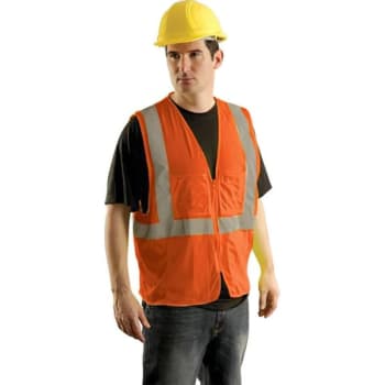 Occunomix Large-Extra Large Orange Lite Mesh Surveyor's Vest With Zipper Front