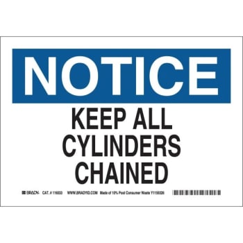 Image for Brady® 7x10" Aluminum "notice Keep All Cylinders Chained", Sign from HD Supply